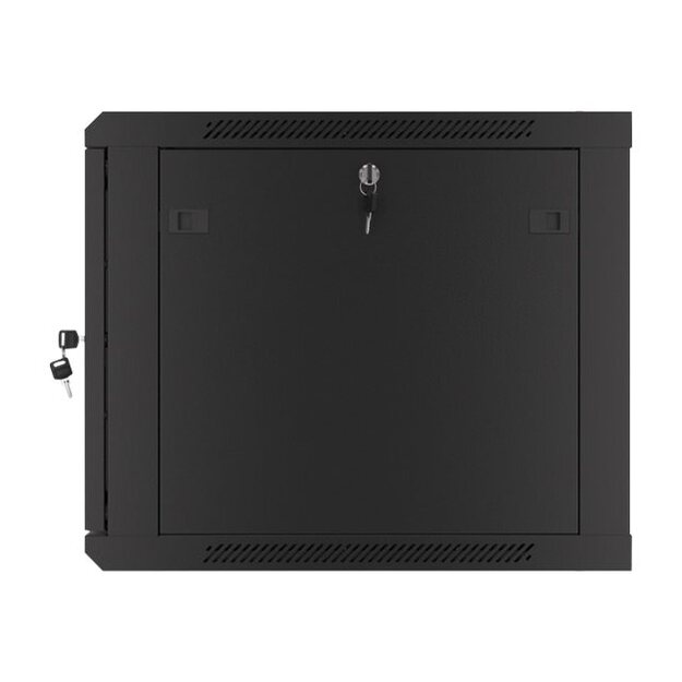 LANBERG Wall mount cabinet 19inch 9U 600x600 steel doors black flat pack