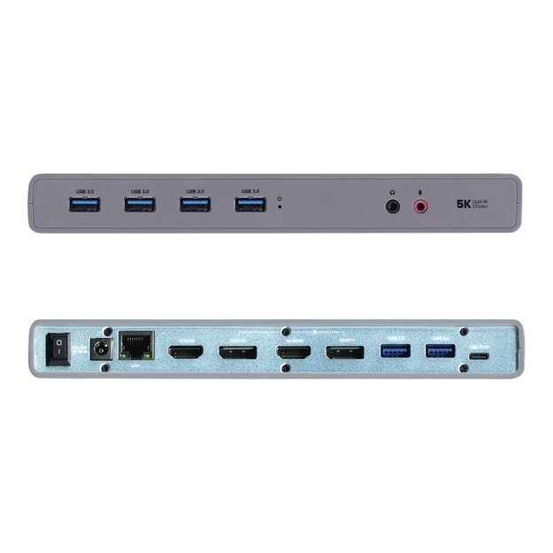 I-TEC USB 3.0/USB-C Dualdock 1x 5K 2x 4K 60Hz 2x HDMI 2x DP 1x GLAN 6x USB 3.0 1x Audio/Mic Jack Kensington kompatible with TB 3