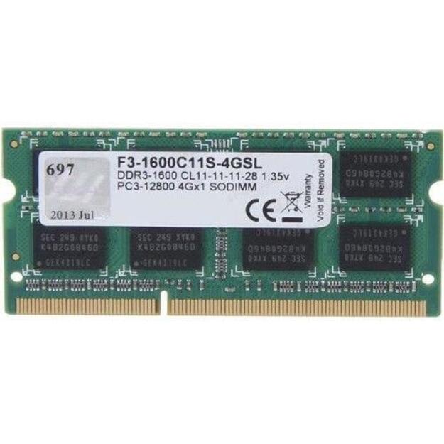 Operatyvioji atmintis (RAM) nešiojamam kompiuteriui NB MEMORY 4GB PC12800 DDR3/SO F3-1600C11S-4GSL G.SKILL