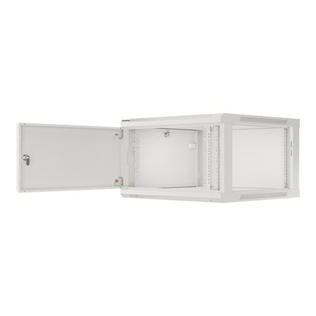 Televizoriaus laikiklis sieninis LANBERG Wall mount cabinet 19inch 12U 600x450 steel doors grey flat pack