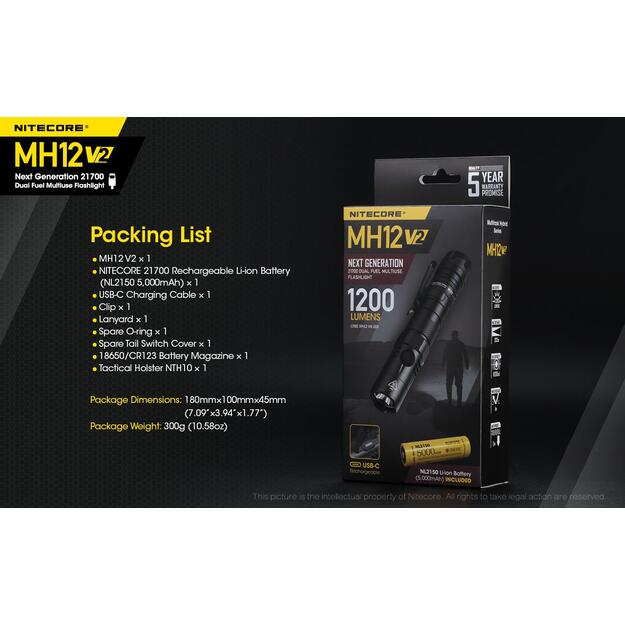 Žibintuvėlis MH SERIES/1200 LUMENS MH12 V2 NITECORE 4