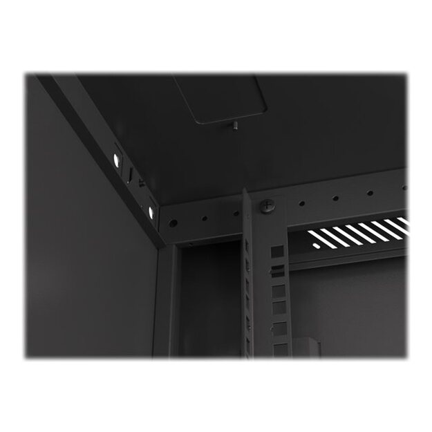 Komutacinė spinta pakabinama LANBERG 12U 600x600 steel doors black flat pack 53