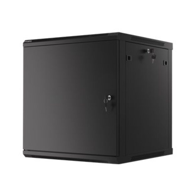 Komutacinė spinta pakabinama LANBERG 12U 600x600 steel doors black flat pack 43