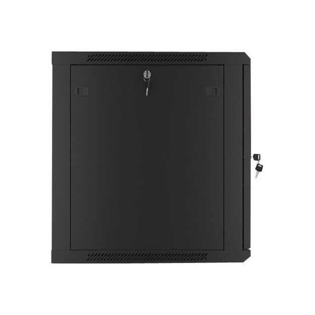 Komutacinė spinta pakabinama LANBERG 12U 600x600 steel doors black flat pack 56