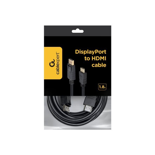 Vaizdo kabelis - adapteris DISPLAY PORT TO HDMI/1.8M CC-DP-HDMI-6 GEMBIRD