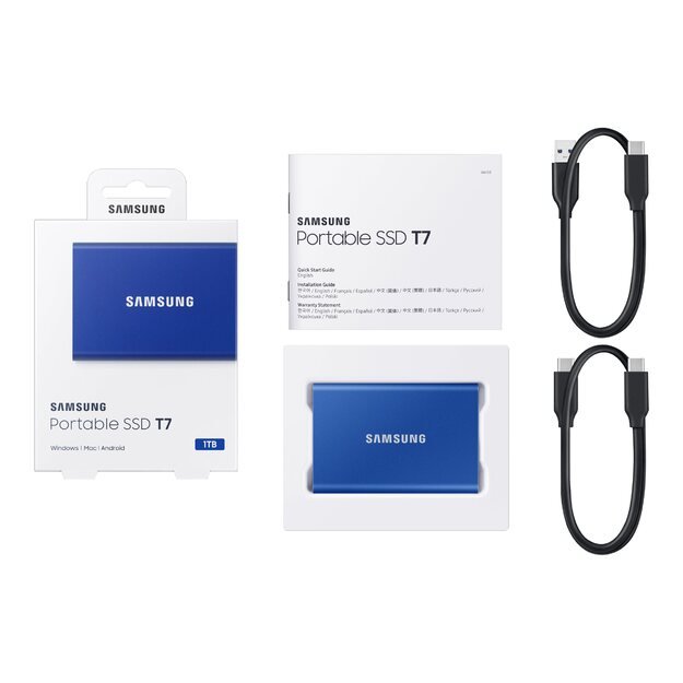 Išorinis kietasis diskas SSD |SAMSUNG|T7|1TB|USB 3.2|Write 1000 MBytes/sec|Read 1050 MBytes/sec|MU-PC1T0H/WW