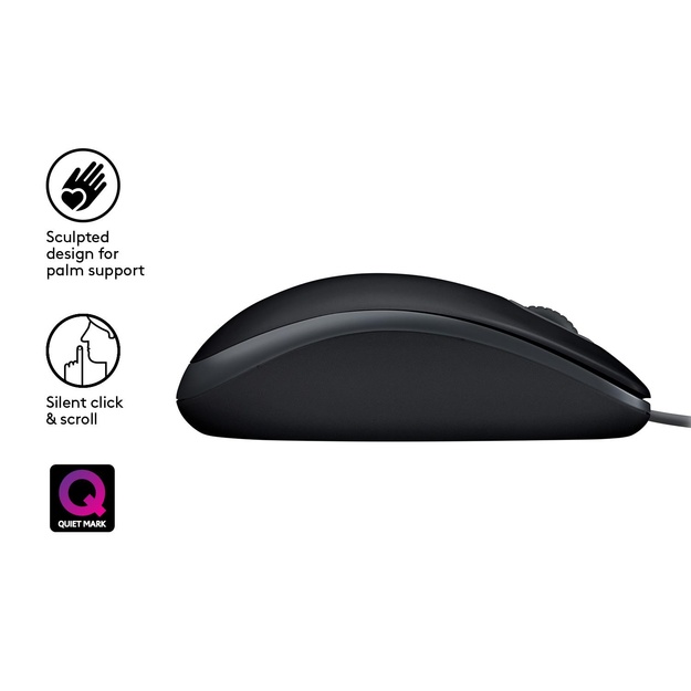 Kompiuterinė pelė laidinė MOUSE USB OPTICAL B110 SILENT/BLACK 910-005508 LOGITECH