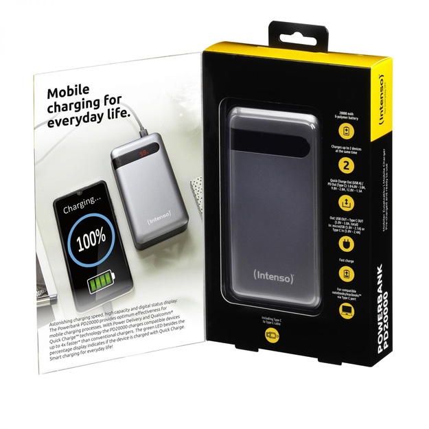 Išorinė baterija USB 20000MAH QC3.0/ANTHRACITE PD20000 INTENSO