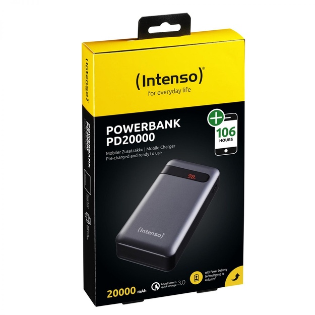 Išorinė baterija USB 20000MAH QC3.0/ANTHRACITE PD20000 INTENSO