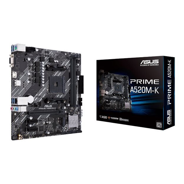ASUS PRIME A520M-K AMD Socket AM4 for 3rd Gen AMD Ryzen mATX Form Factor DDR4