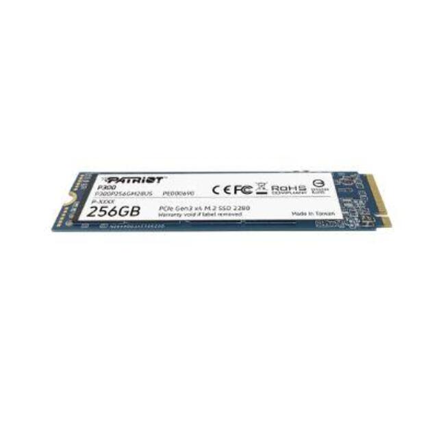 SSD|PATRIOT|P300|256GB|M.2|PCIE|NVMe|3D NAND|Write speed 1100 MBytes/sec|Read speed 1700 MBytes/sec|3.8mm|TBW 120 TB|P300P256GM28