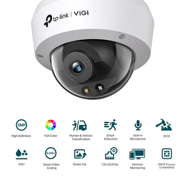 Tinklo kamera 3MP IR DOME VIGI C230(2.8MM) TP-LINK