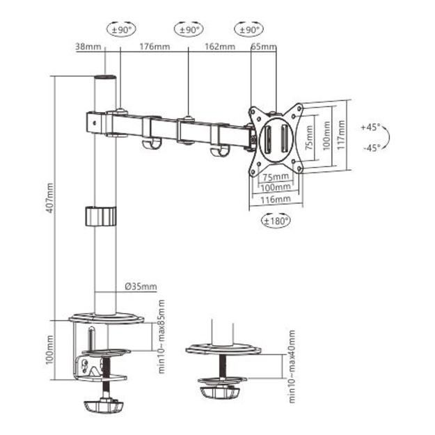DISPLAY ACC MOUNTING ARM/17-32  MA-D1-01 GEMBIRD