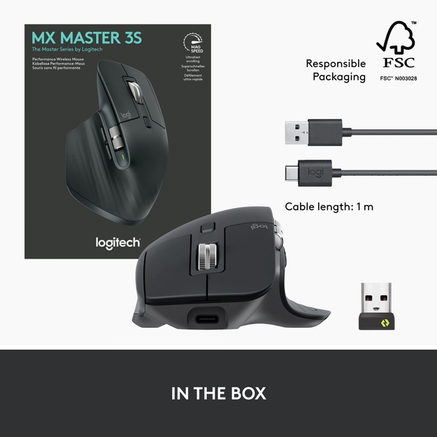 Kompiuterinė pelė belaidė MOUSE BLUETH OPTICAL MASTER 3S/BLACK 910-006559 LOGITECH