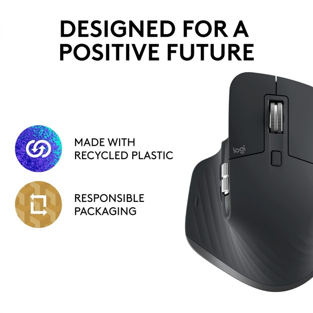 Kompiuterinė pelė belaidė MOUSE BLUETH OPTICAL MASTER 3S/BLACK 910-006559 LOGITECH