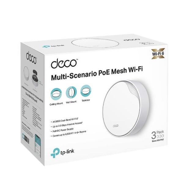 Namų bevielio Mesh tinklo sistema 3000MBPS DECO X50-POE(3-PACK) TP-LINK