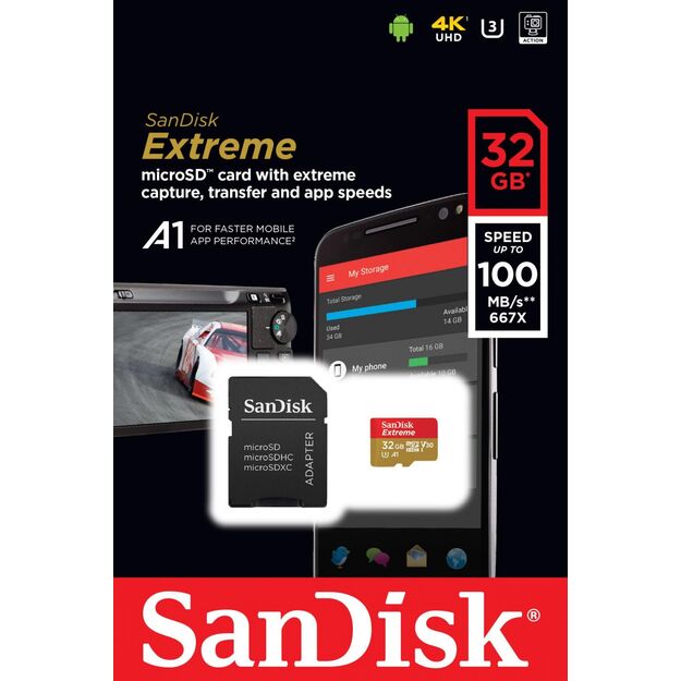 MEMORY MICRO SDHC 32GB UHS-I/W/A SDSQXAF-032G-GN6MA SANDISK 5