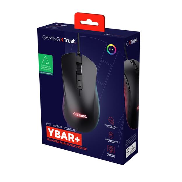 MOUSE USB OPTICAL GAMING/GXT924 YBAR+ BLACK 24890 TRUST 7