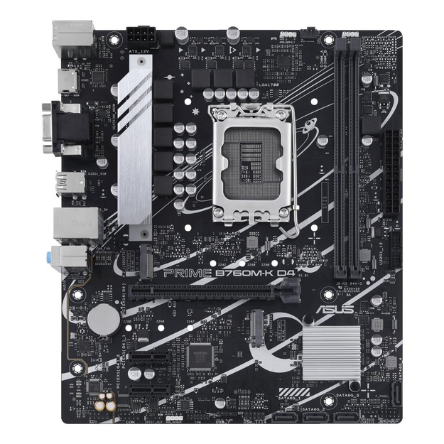 Mainboard|ASUS|Intel B760 Express|LGA1700|Micro-ATX|Memory DDR4|Memory slots 2|2xPCI-Express 4.0 1x|1xPCI-Express 4.0 16x|2xM.2|1x15pin D-sub|1xHDMI|2xUSB 2.0|4xUSB 3.2|1xPS/2|1xRJ45|3xAudio port|PRIMEB760M-KD4