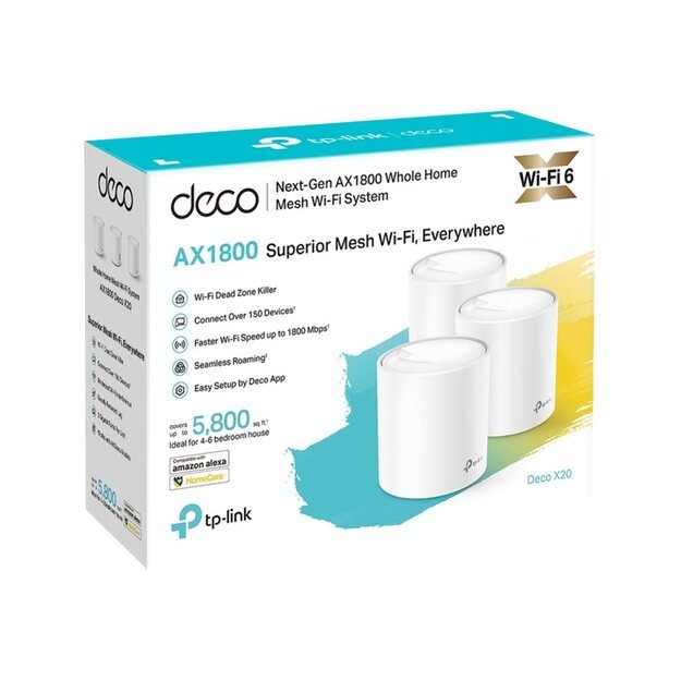 Namų bevielio Mesh tinklo sistema TP-LINK 2-pack 1800Mbps DECOX20(3-PACK)