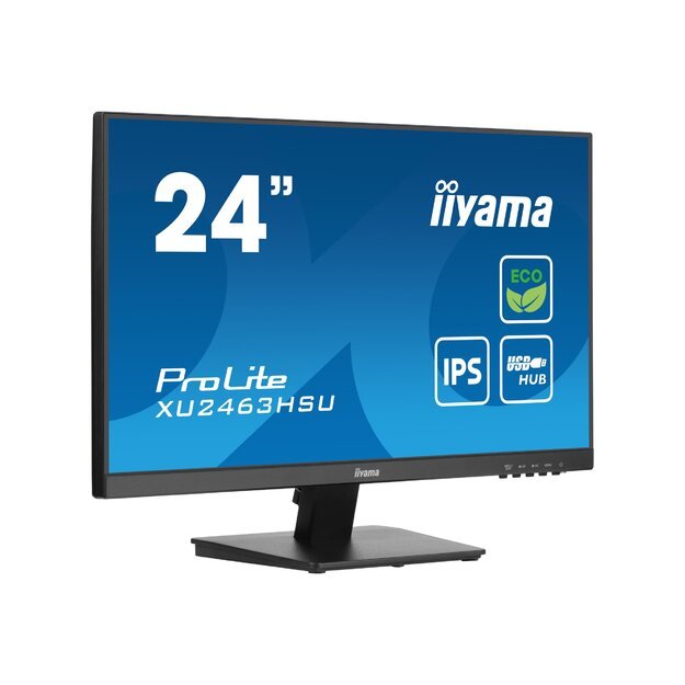 IIYAMA XU2463HSU-B1 23.8inch ETE IPS EyeComfort/EyeSafe 2.0 FHD 100Hz 250cd/m2 3ms Speakers HDMI DP GTG USB 2x 3.2 FreeSync