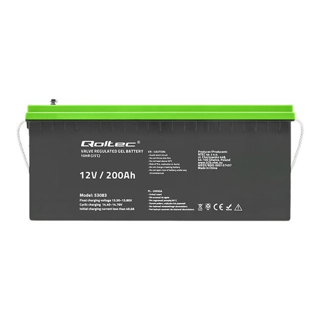 QOLTEC 53083 Gel Battery 12V 200Ah
