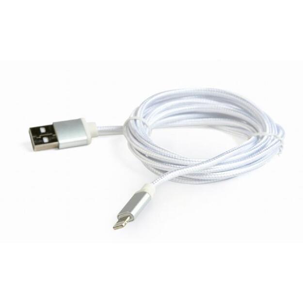 GEMBIRD CCB-mUSB2B-AMLM-6-S Gembird USB to 8-pin cable, cotton braided, metal connectors, 1.8m, silver