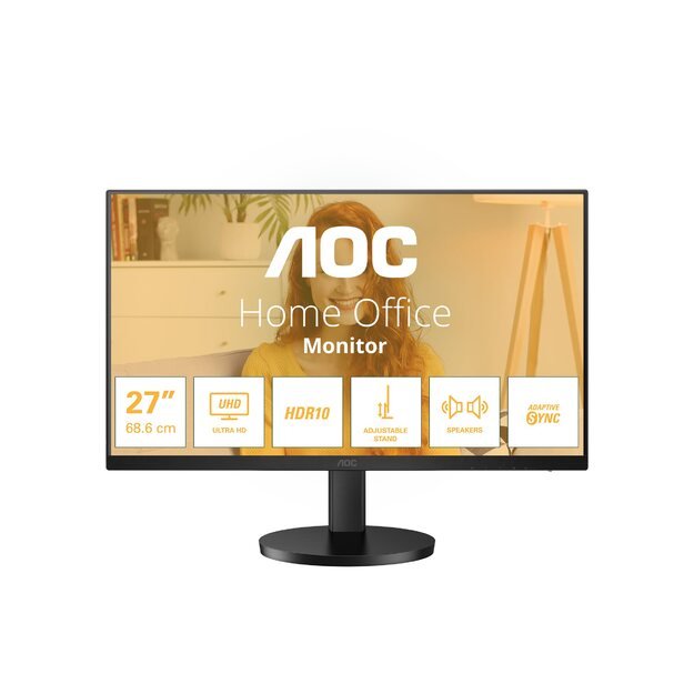 AOC U27B3AF 27inch UHD 3840x2160 60Hz HDR10 HDMI 2.0 DisplayPort 1.4 black