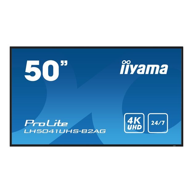 IIYAMA LH5041UHS-B2AG 50inch 3840x2160 UHD VA panel 500cd/m2 5000:1 Static Contrast 9.5ms Landscape or Portrait mode