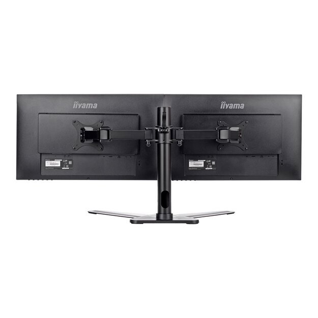 IIYAMA DS1002D-B1 Dual-Monitor table bracket with foot for Displays 10-30Zoll VESA 75x75 mm oder 100x100 mm weight 10 Kg