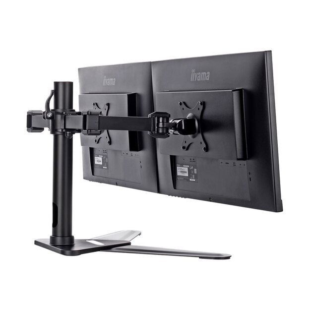 IIYAMA DS1002D-B1 Dual-Monitor table bracket with foot for Displays 10-30Zoll VESA 75x75 mm oder 100x100 mm weight 10 Kg