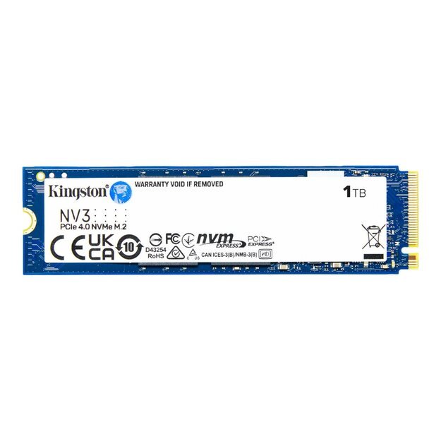 SSD|KINGSTON|NV3|1TB|M.2|PCIE|NVMe|3D NAND|Write speed 4000 MBytes/sec|Read speed 6000 MBytes/sec|TBW 320 TB|MTBF 200000 hours|SNV3S/1000G