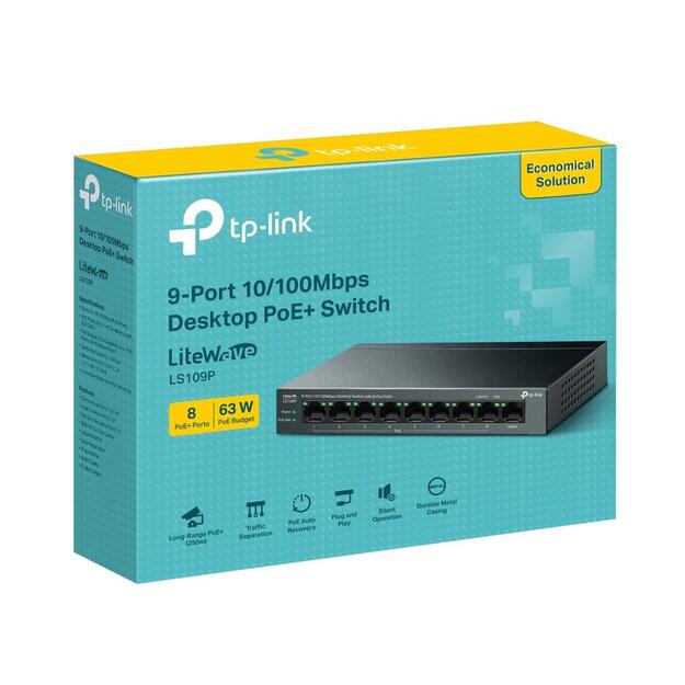 NET SWITCH 9PORT 10/100M 8POE+/LS109P TP-LINK 3