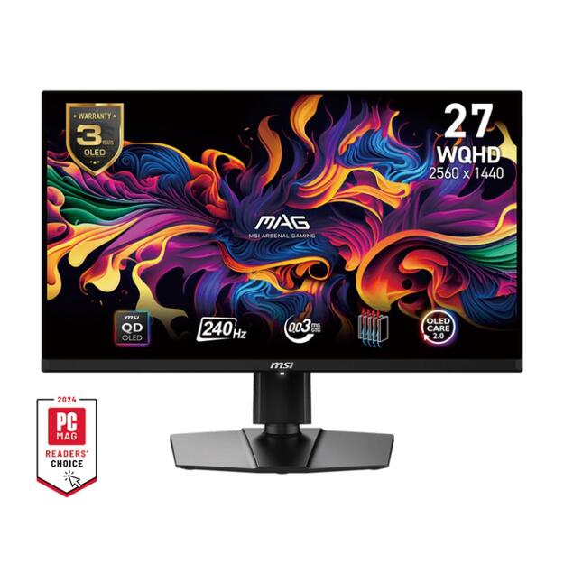 Monitor|MSI|26.5 |Gaming|Panel QD-OLED|2560x1440|16:9|240Hz|Matte|0.03 ms|Swivel|Pivot|Height adjustable|Tilt|Colour Black|MAG271QPXQD-OLEDE2