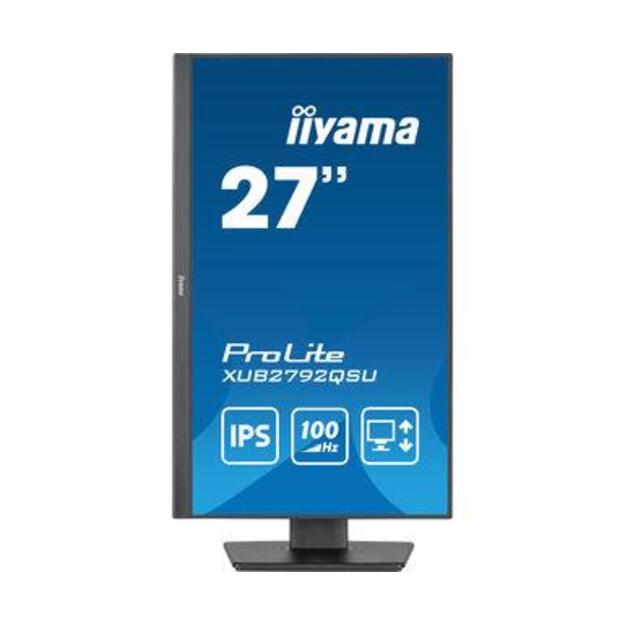 LCD Monitor|IIYAMA|27 |Business|Panel IPS|2560x1440|16:9|100Hz|Matte|0.4 ms|Speakers|Swivel|Pivot|Height adjustable|Tilt|Colour Black|XUB2792QSU-B6