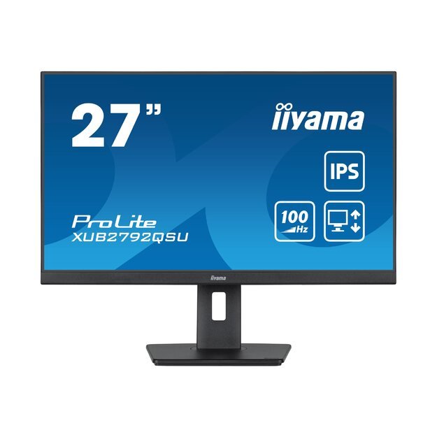 LCD Monitor|IIYAMA|27 |Business|Panel IPS|2560x1440|16:9|100Hz|Matte|0.4 ms|Speakers|Swivel|Pivot|Height adjustable|Tilt|Colour Black|XUB2792QSU-B6