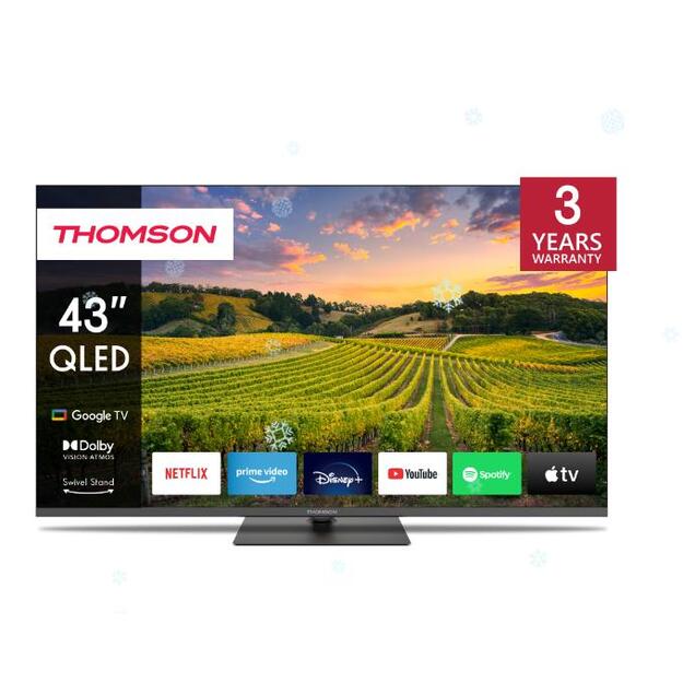 TV Set|THOMSON|43 |4K/Smart|QLED|3840x2160|Bluetooth|Google TV|43QG5C14