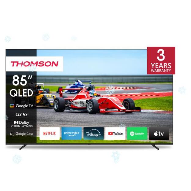 TV Set|THOMSON|85 |4K/Smart|QLED|3840x2160|Wireless LAN|Bluetooth|Google TV|Black|85QG7S14