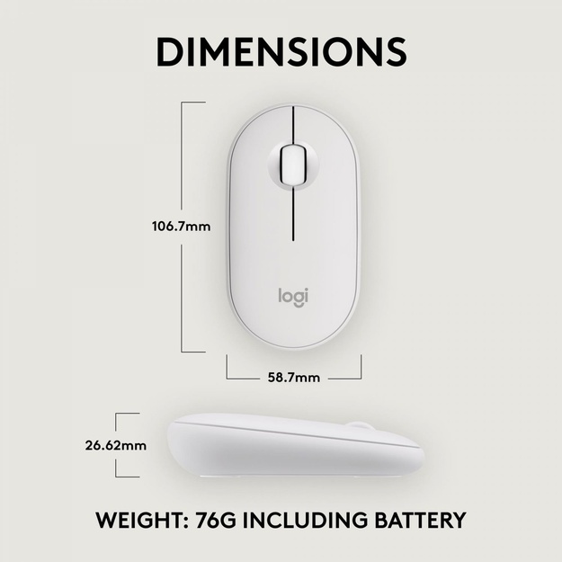 MOUSE USB OPTICAL WRL M350S/WHITE 910-007013 LOGITECH