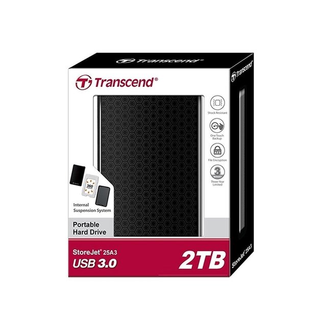 External HDD|TRANSCEND|StoreJet|2TB|USB 3.0|Colour Black|TS2TSJ25A3K