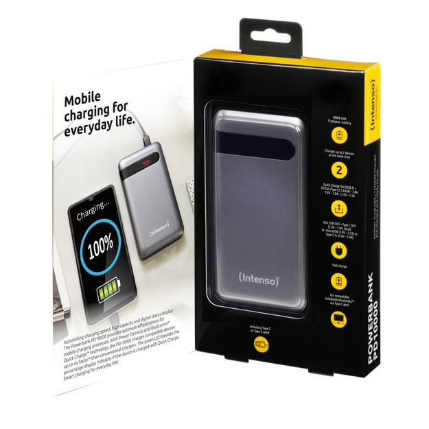 POWER BANK USB 10000MAH QC3.0/ANTHRACITE PD10000 INTENSO