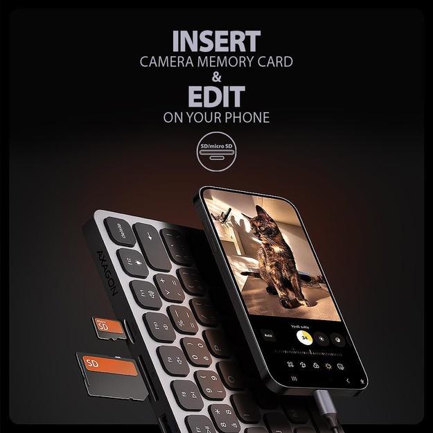 KEYBOARD + I/O HUB 9IN1/0.6M HMC-KB-US AXAGON