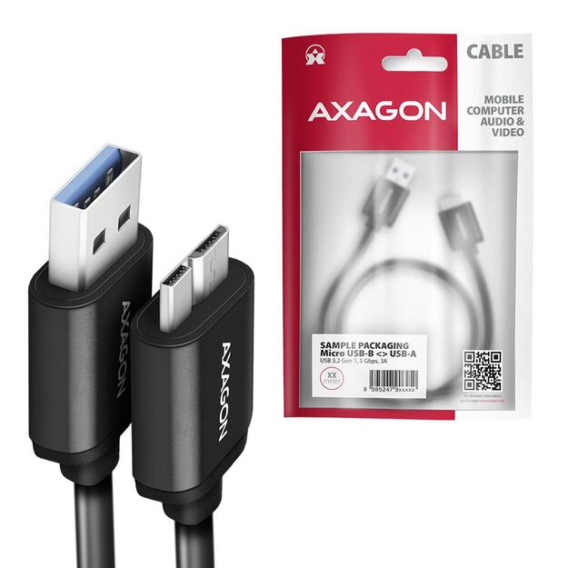 CABLE USB-C TO MICRO-B 1M/SPEED BLK BUMM3-CM10AB AXAGON 1