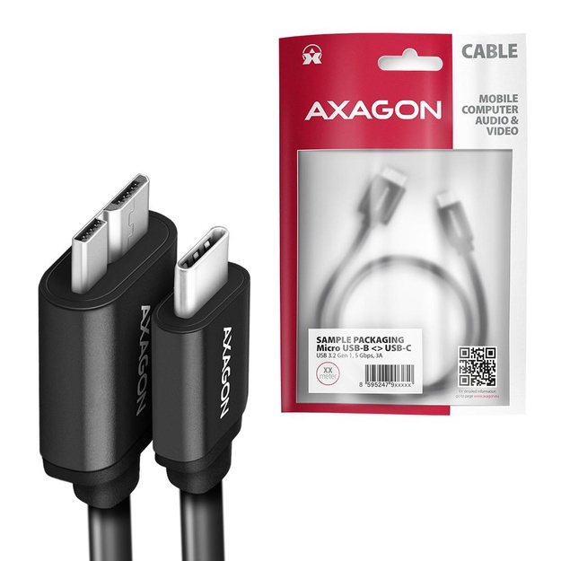CABLE USB-C TO MICRO-B 1M/SPEED BLK BUMM3-CM10AB AXAGON