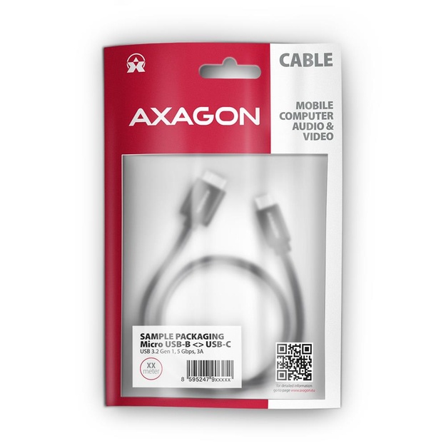 CABLE USB-C TO MICRO-B 1M/SPEED BLK BUMM3-CM10AB AXAGON