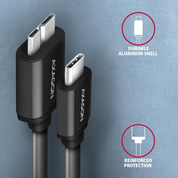CABLE USB-C TO MICRO-B 1M/SPEED BLK BUMM3-CM10AB AXAGON