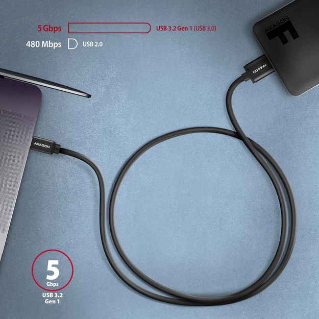 CABLE USB-C TO MICRO-B 1M/SPEED BLK BUMM3-CM10AB AXAGON