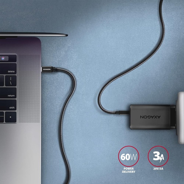 CABLE USB-C TO USB-C 1.5M 60W/BLACK BUCM3-CM15AB AXAGON