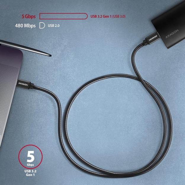 CABLE USB-C TO USB-C 1.5M 60W/BLACK BUCM3-CM15AB AXAGON