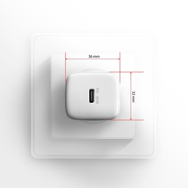MOBILE CHARGER WALL USB-C 20W/1PORT WHITE ACU-PD20W AXAGON